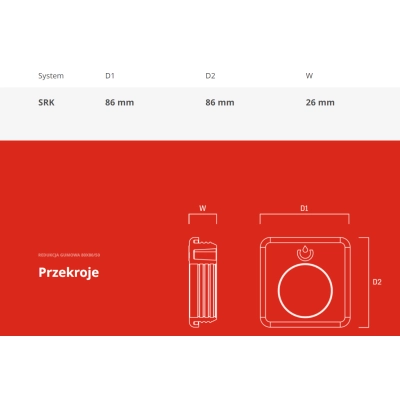 KROP Redukcja gumowa do łapacza deszczówki 80x80/50 mm - system rynny kwadratowej